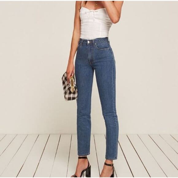 Reformation Denim - Reformation Julia High-rise Cigarette Slim Fit Ankle Jeans Baltic Blue Size 25